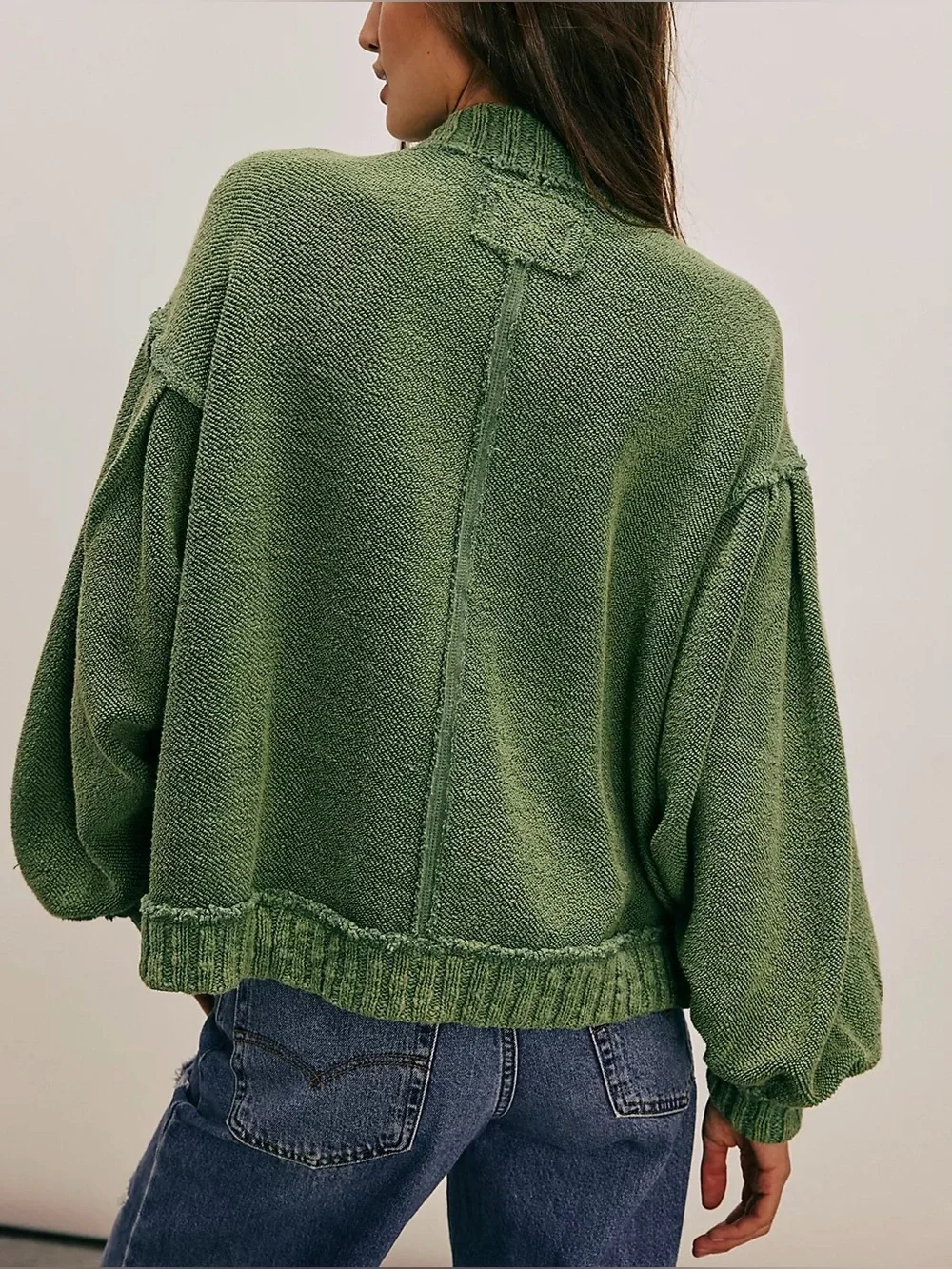 Free People Olive Green Chunky Knit Cardigan
